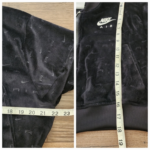 Nike Air Velour Women All Over Swoosh Print Cropped Jacket Black Size SMALL - Picture 7 of 8